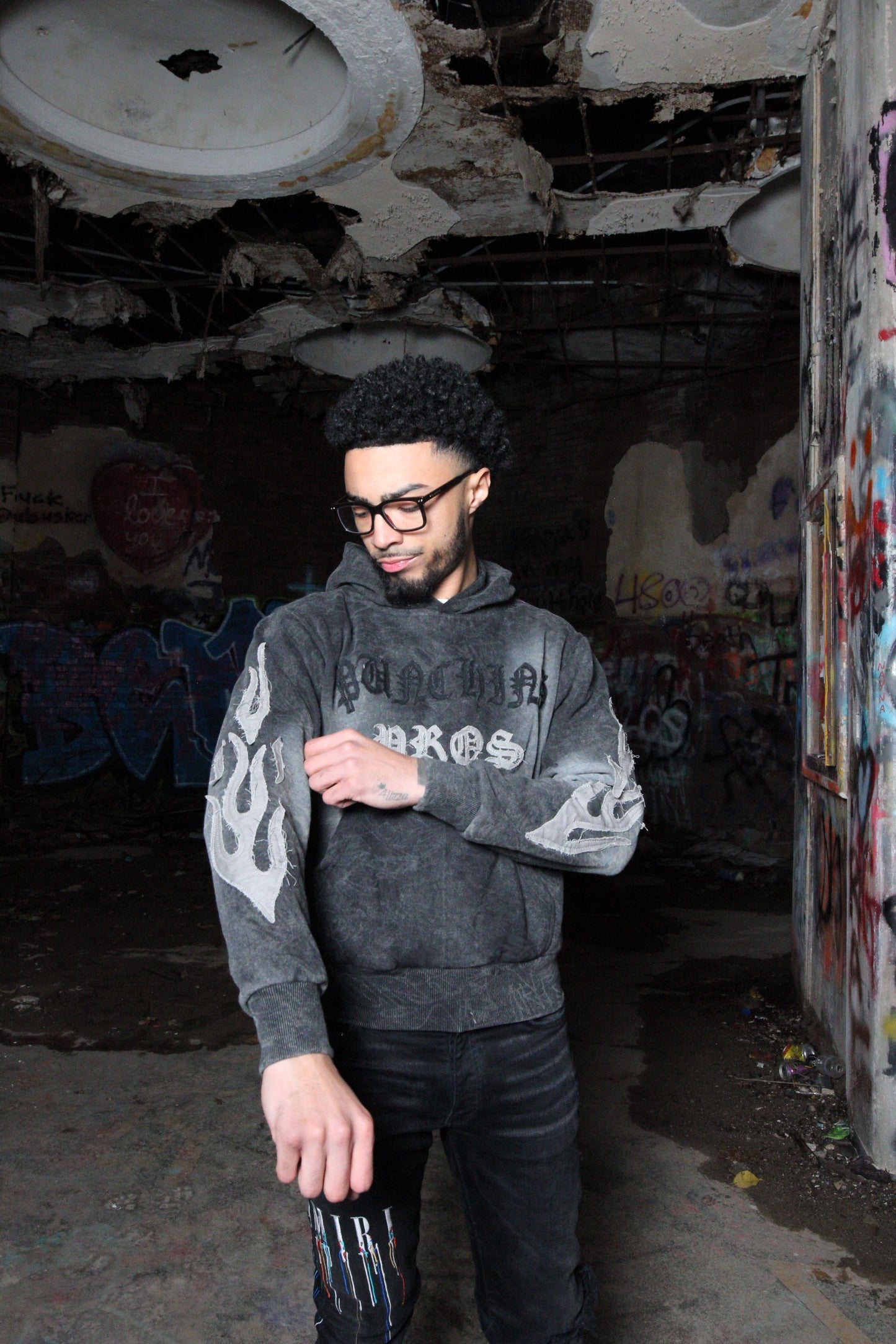 Graffiti " Unique Acid Wash Hoodie Collection