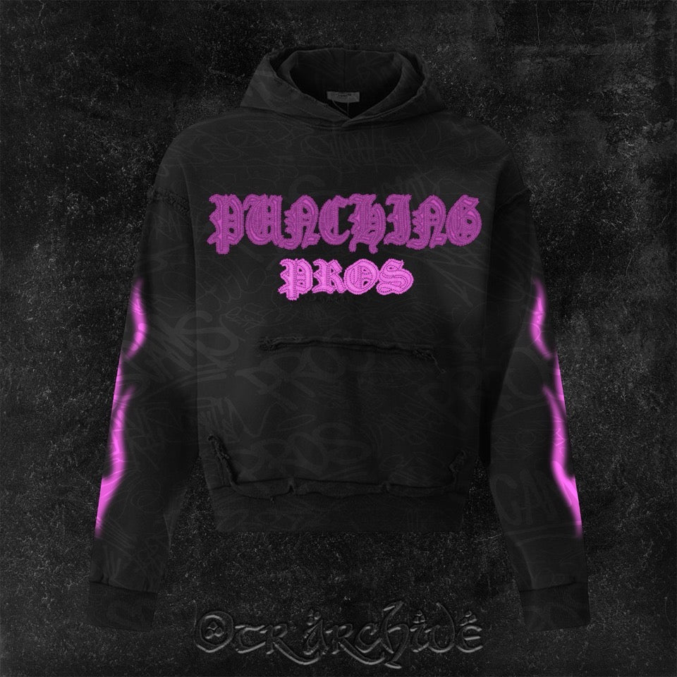 “ProsxScams" Unique Acid Wash Hoodie Blue and black deluxe edition